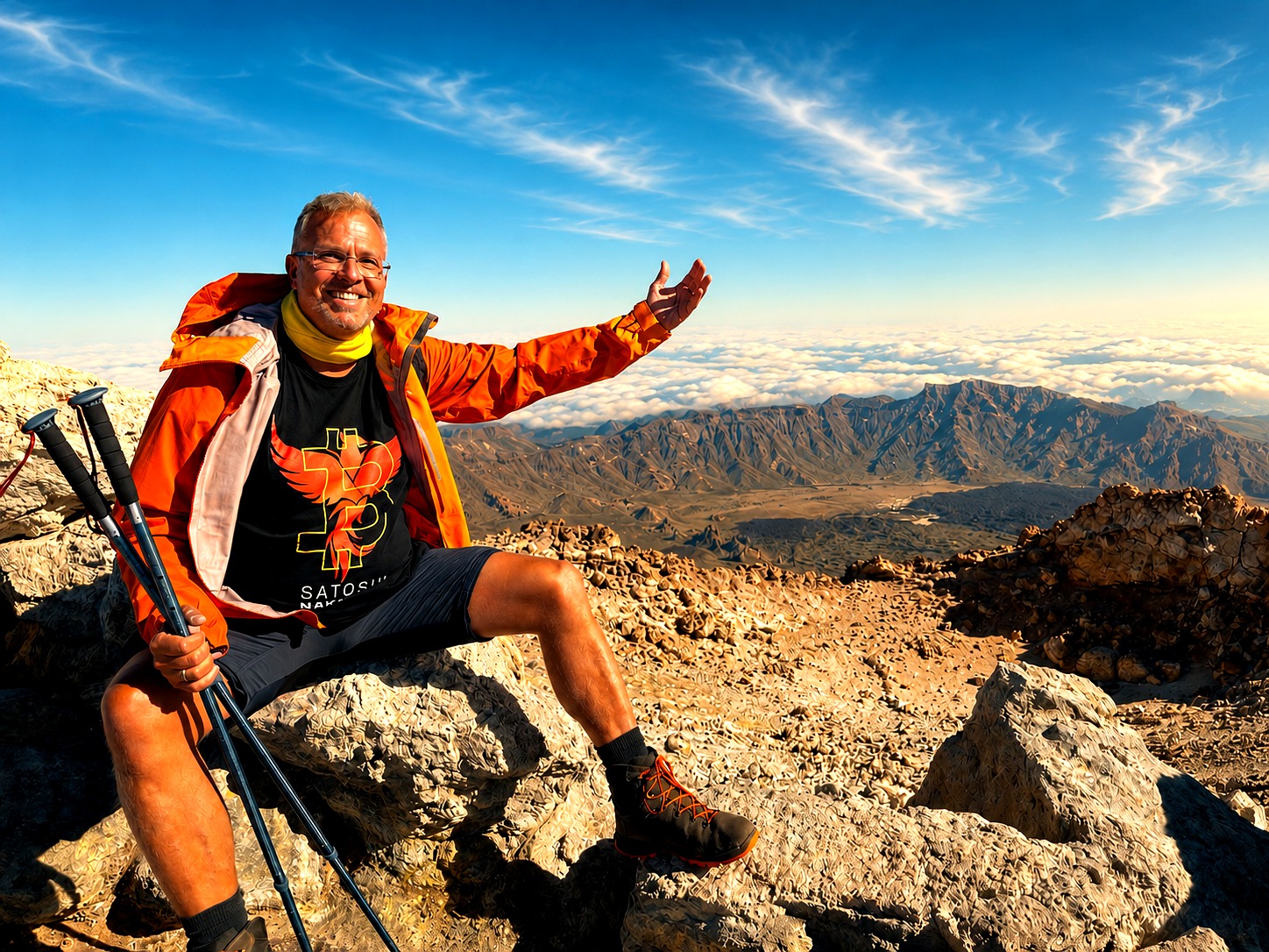 Angelo Franke auf dem Gipfel des Teide, Teneriffa